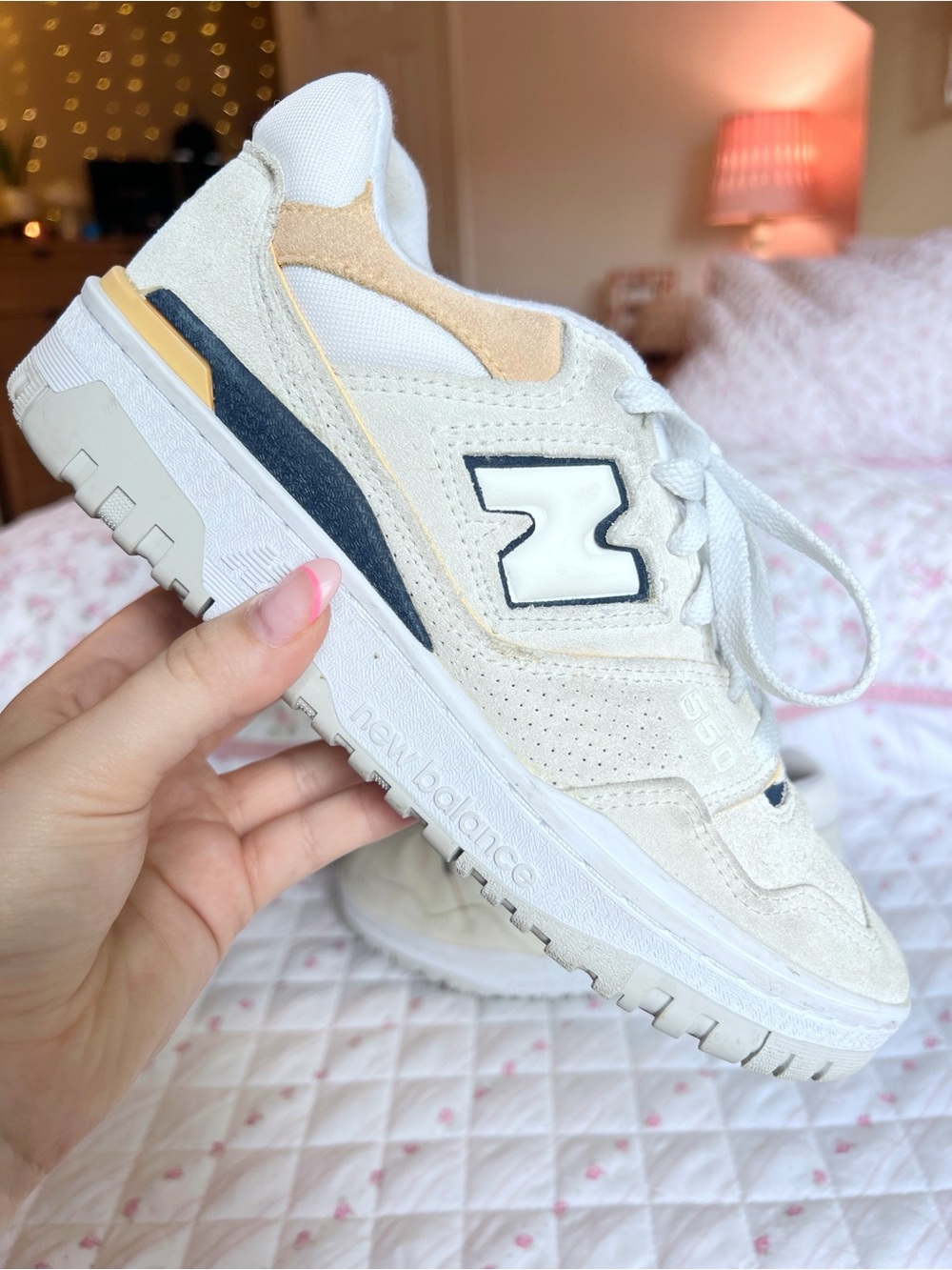 New Balance 550 WMNS Sea Salt Navy Raw Sugar Suede Sneakers